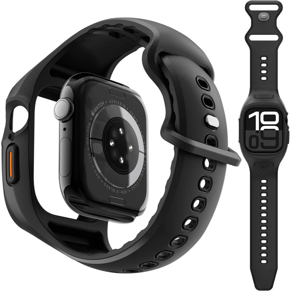 Oryginalne etui z paskiem od marki Spigen z serii Liquid Air Pro do Apple Watch 10 (46 mm), czarne